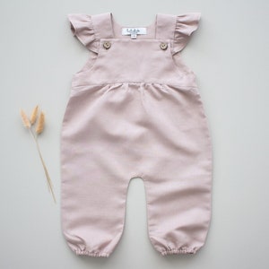 Baby Girl Linen Romper with Ruffles (Organic)