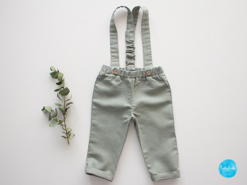 sage green linen pants for baby boy ring bearer outfit, toddler pants, paptism suit ready-to-ship pants