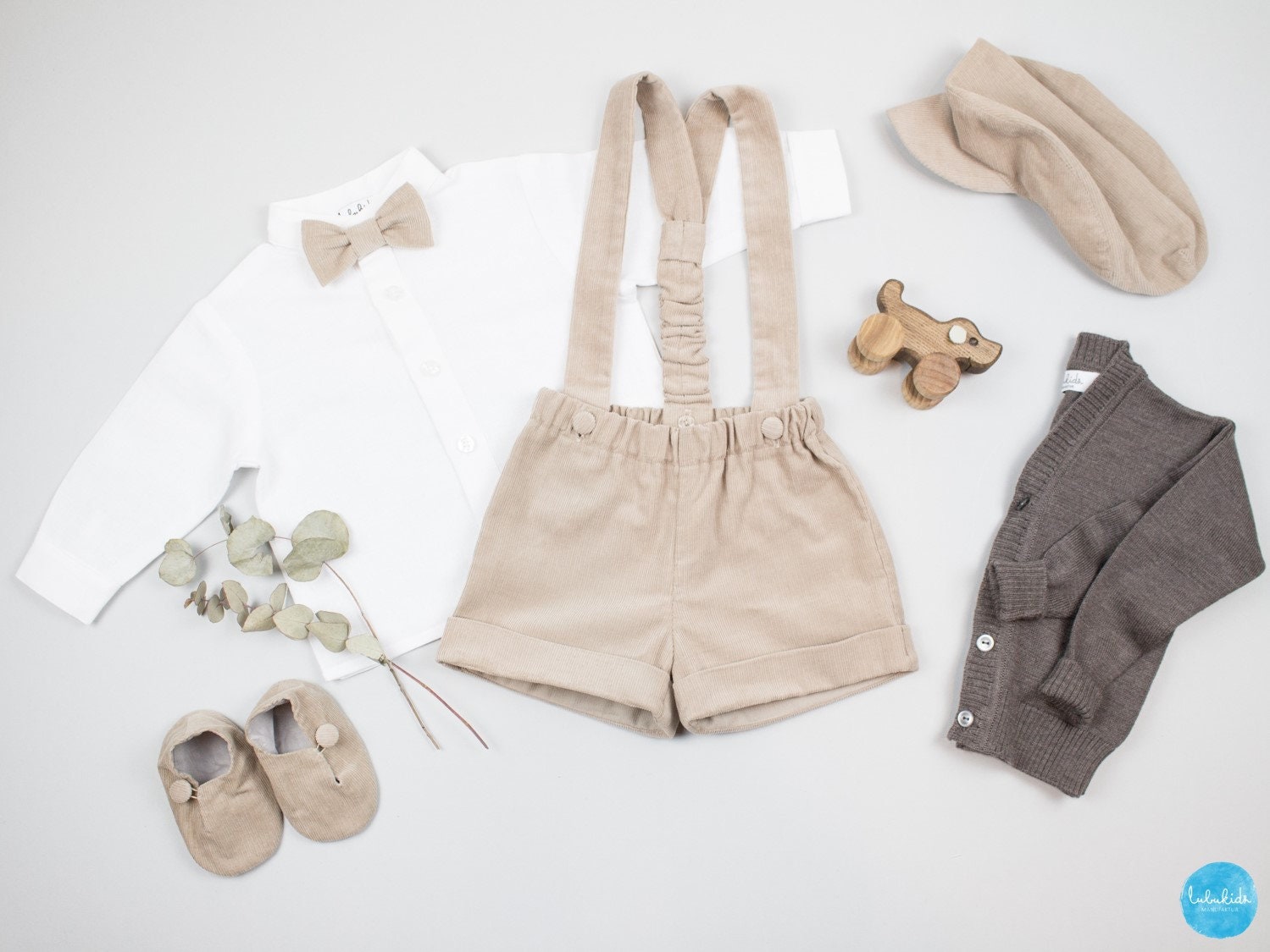 Sales - boys baptism outfit, wedding outfit, dungarees, ring bearer outfit, christening suit, boys suit - beige corduroy shorts with straps