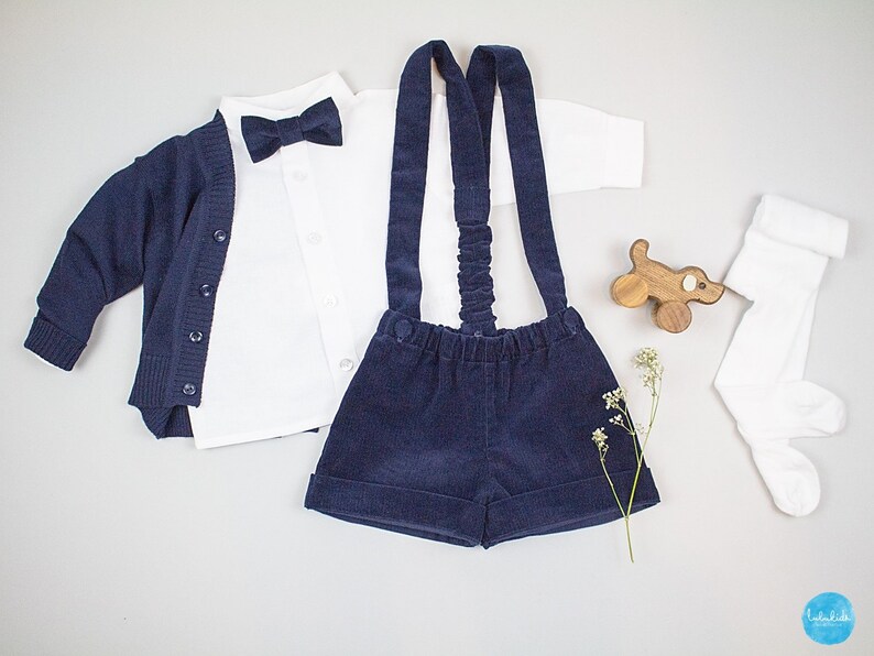 Stile spagnolo Baby Boy Blue 2 Pezzo Lavorato A Maglia Corto Set.