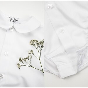 SALE white baby christening shirt boys christening wear white cotton body shirt with bob collar image 2