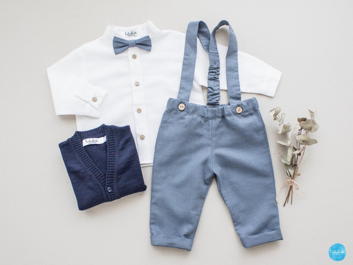 Costume Bébé Garçon Smoking Mariage - Ensemble Chemise + Gilet + Pantalon Gris - 11