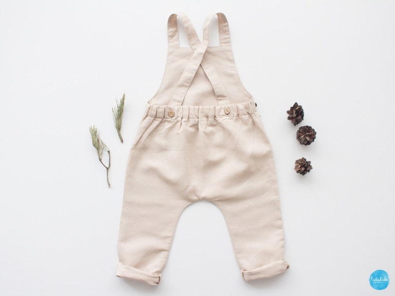 Baby boy baptism pants, baptism outfit linen dungarees, players image 3
