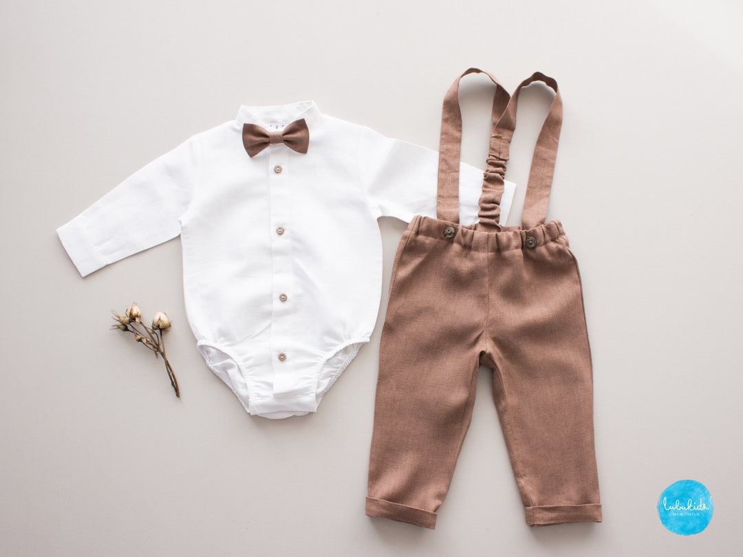 Baby Boy Wedding Outfit, Linen Boys Suit, Page Boy Outfit, Ring Bearer
