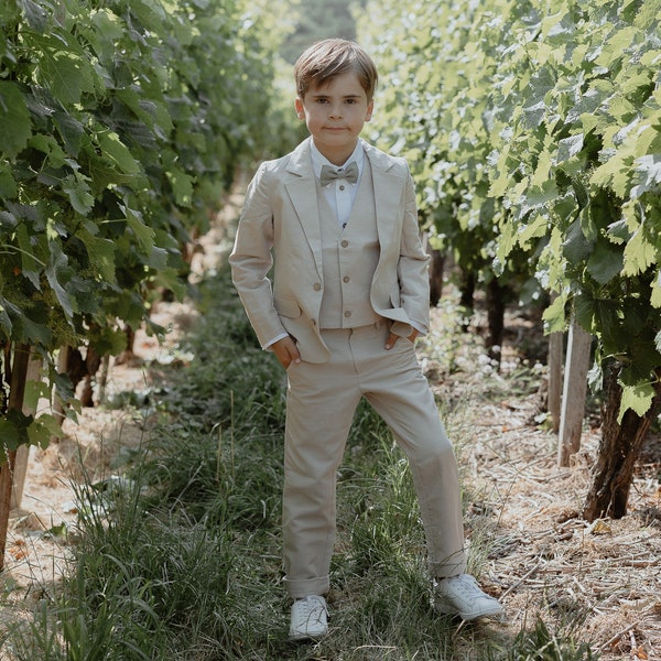 Jungen Ringträger Hose, Anzug Kommunion, Outfit Hochzeit  - Leinen Hose Chino