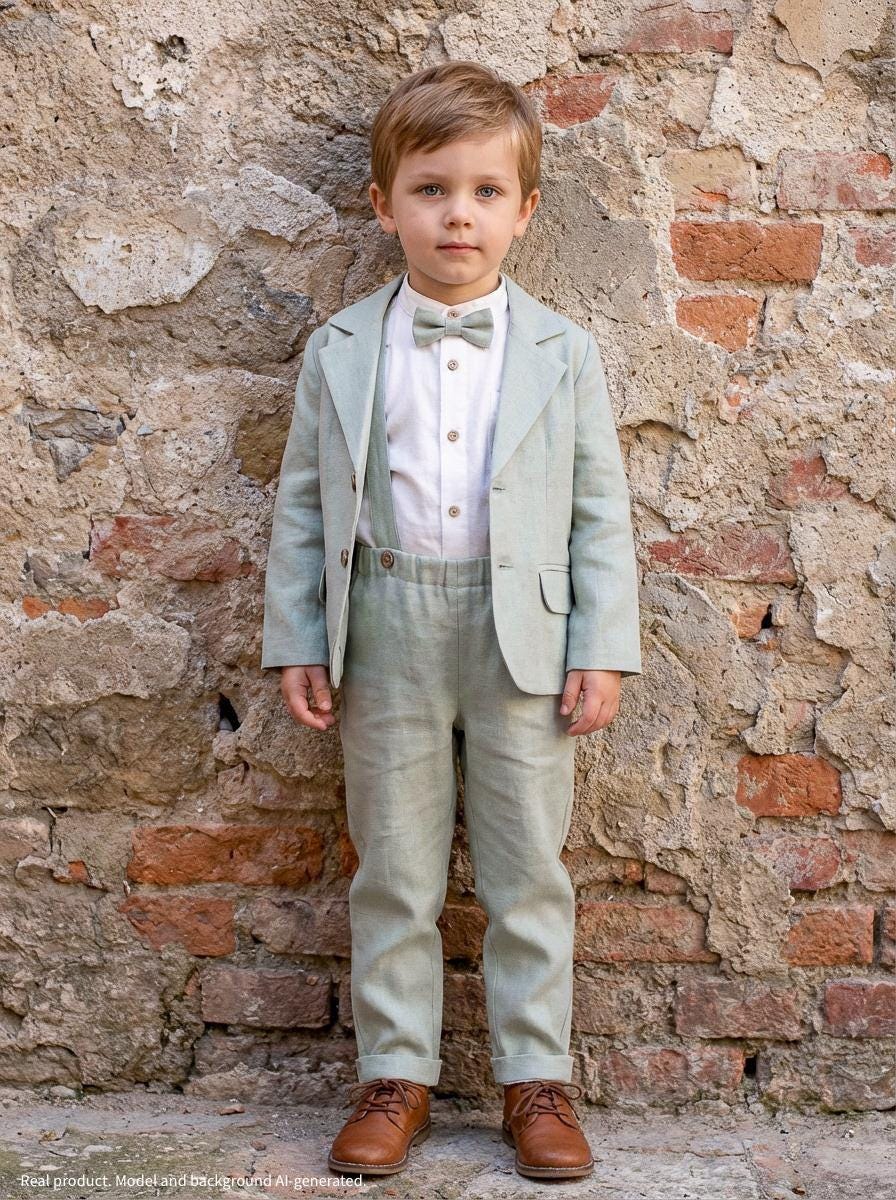 3 Pezzi Completo Bambino 1-6 Anni Tuta Gentleman 3 PCS Set Suit Estivo Camicia a Manica Corta + Pantaloncini in Tinta Unita con Bretelle + Papillon per Cerimonia Nozze Battesimo (4-5 Anni, Bianco 1