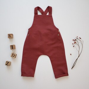 Baby boy baptism pants, baptism outfit linen dungarees, players image 5