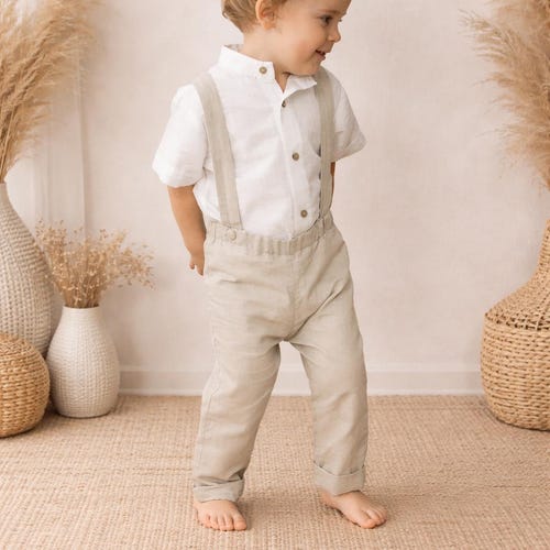 boys linen dress pants Boys Linen-Blend Dress Pants - Special Occasions - TAN