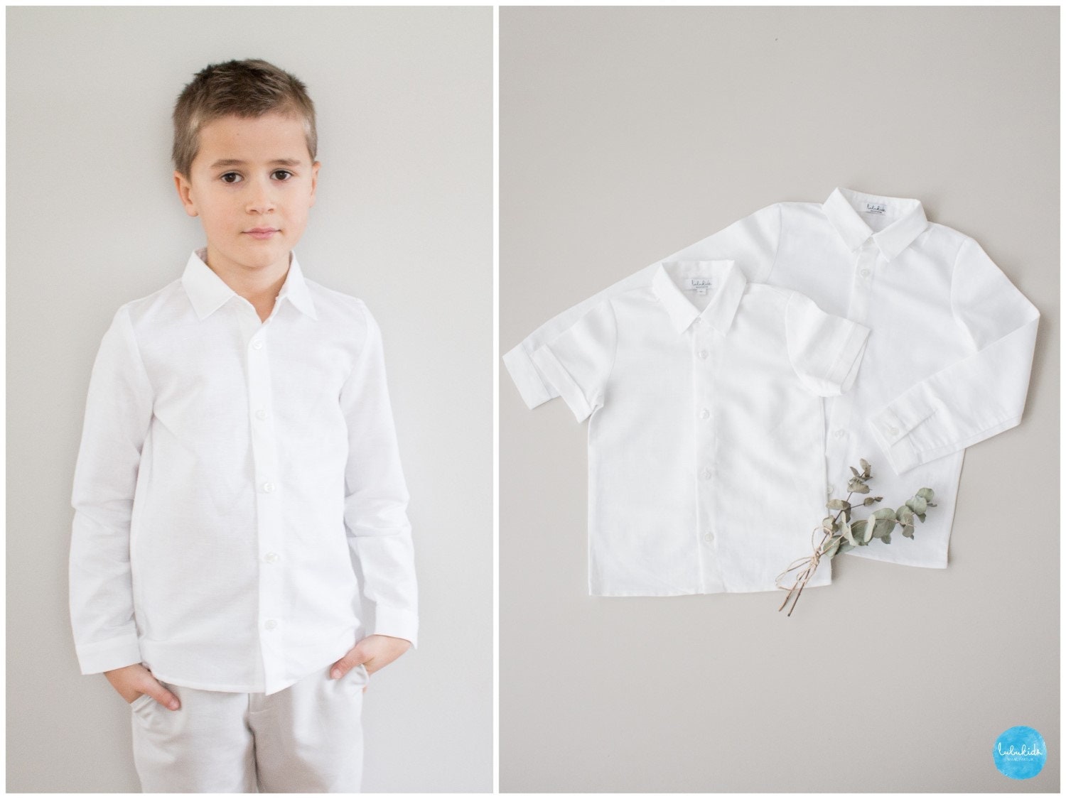 White Shirt for Boys Gino Formal Dress Shirt #G111 (Small/3-6