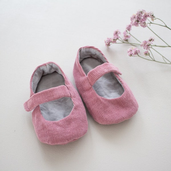 Babyschuhe Mädchenschuhe Ballerinas Schuhe aus Cord Taufaccessoires Taufoutfit Hochzeitsoutfit