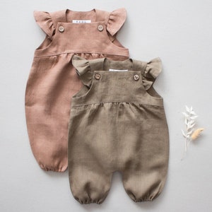 Baby Girl Linen Romper with Ruffles (Organic)