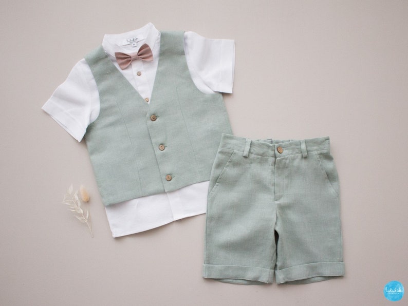 Page Boy Outfit Boys Linen Suit Beach Wedding Outfit Ring Etsy