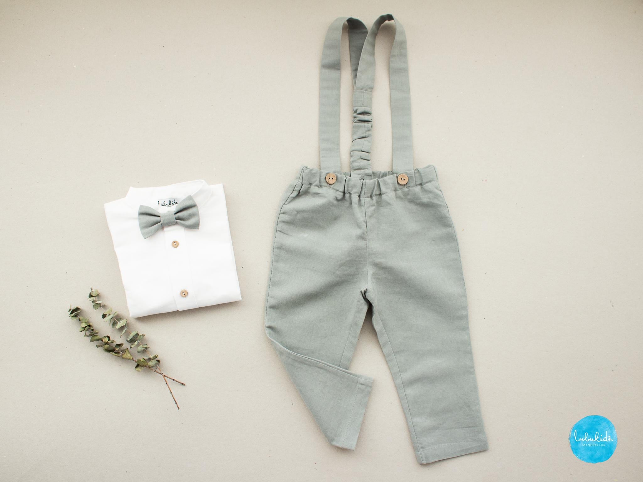 sage green linen pants for baby boy - ring bearer outfit, toddler pants, paptism suit- ready-to-ship