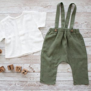 Baby pants, boys&#39; pants, puff pants, baggy pants, christening pants, christening outfit, page boy outfit, pants with suspenders, muslin pants, summer pants made of organic cotton