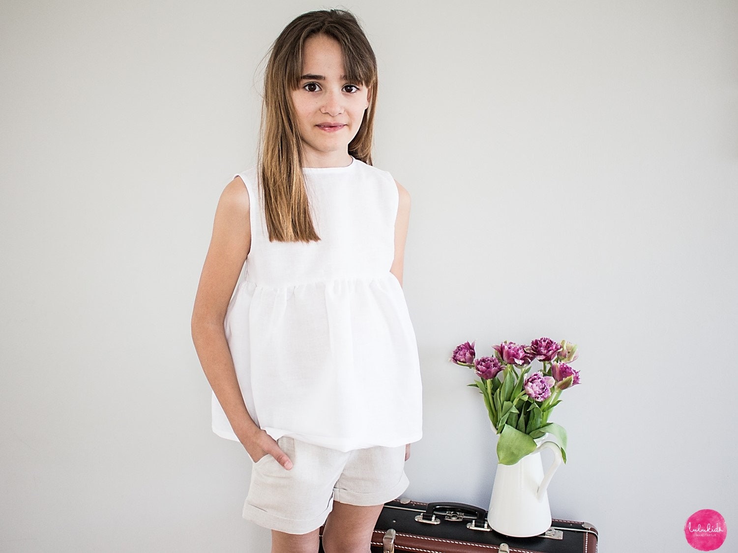 white linen 2 piece outfit