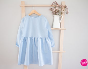 SALE Size 6Y - light blue linen dress, flower girl dress