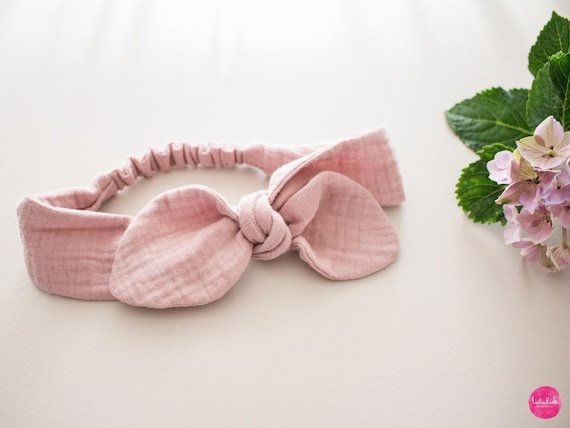 Baby Mädchen Haarband Stirnband Haarschleife Mädchenaccessoires Taufaccessoires Hochzeitsaccessoires aus Musselin (Bio-Baumwolle)