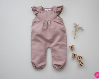 SALE Baby Girl Linen Romper with Ruffles (Organic)