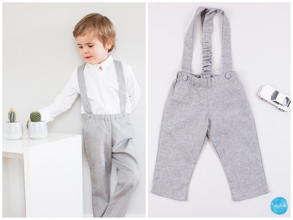 baby boy grey dress pants with suspenders