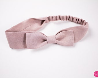 Baby Girl Christening Clothes, Linen Hair Band Hair Bow