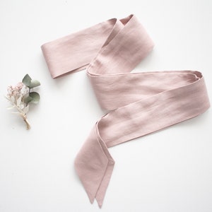 Fiocco per ragazze, fascia di lino, fiocco per abito, cintura di lino abito da ragazza di fiori, abito da comunione, accessori da sposa, abito da battesimo immagine 2