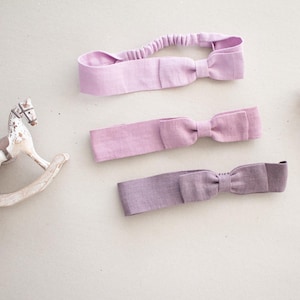 SALE -Size 74- Baby girl linen hairband, linen hair bow, headband, hairband - girls&#39; christening accessories, christening outfit, christening gown