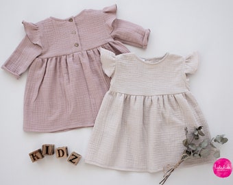 Baby Girl Dress Muslin Dress (Organic Cotton) with Ruffles