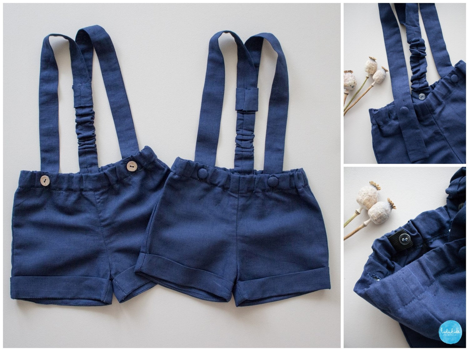 Baby Boy Baptism Outfit, Boys Wedding Page Outfit - 2Pcs Sage Green Linen Suit Suspender Shorts + Bow Tie