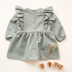 girls linen dress, boho dress with ruffles, baby girl linen dress image 5