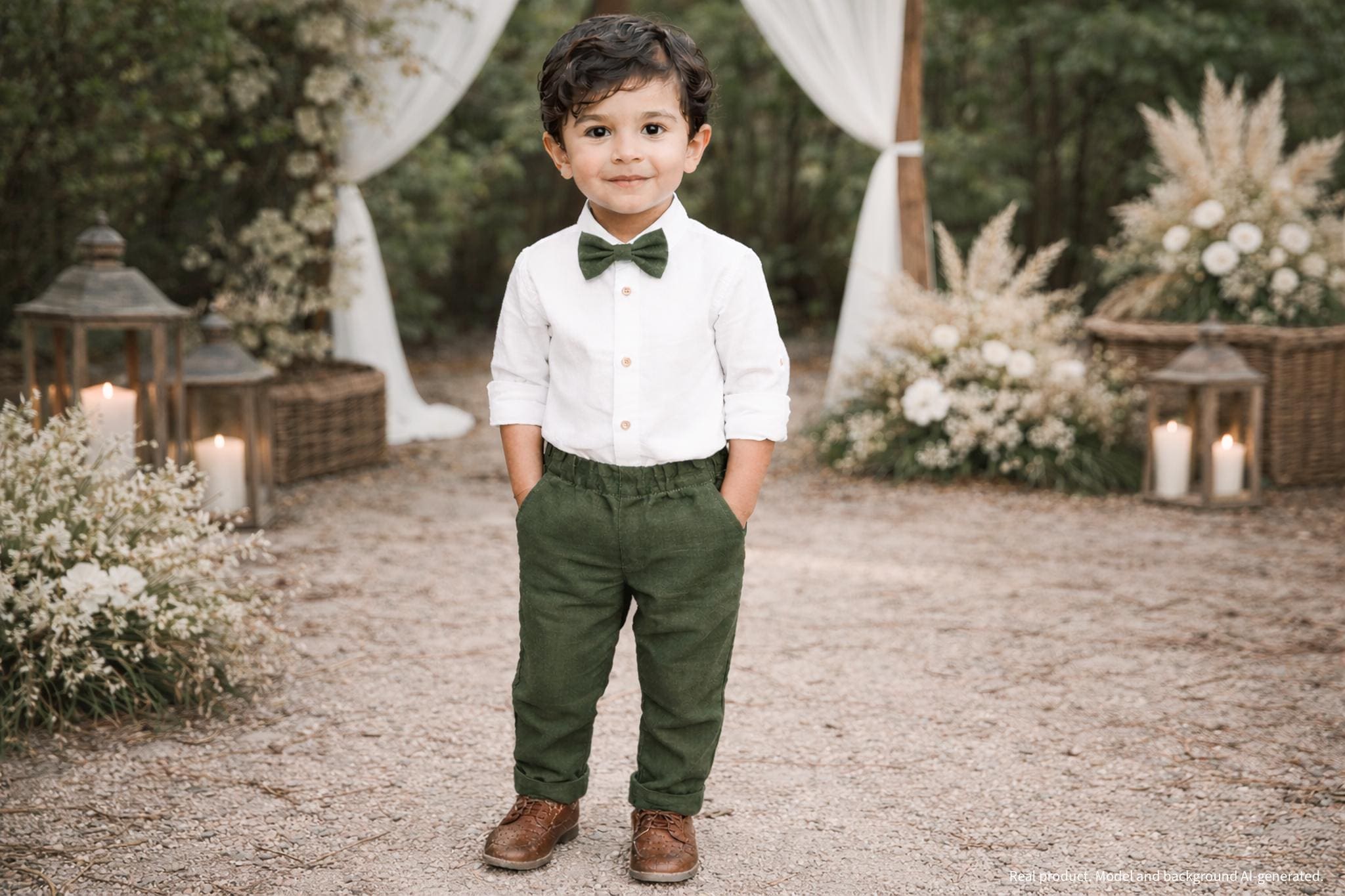 SALE -Size UK 2- 3 - boys' wedding outfit, ring bearer suit, page boy suit, flower child outfit, boys suit - forest green boys' linen pants
