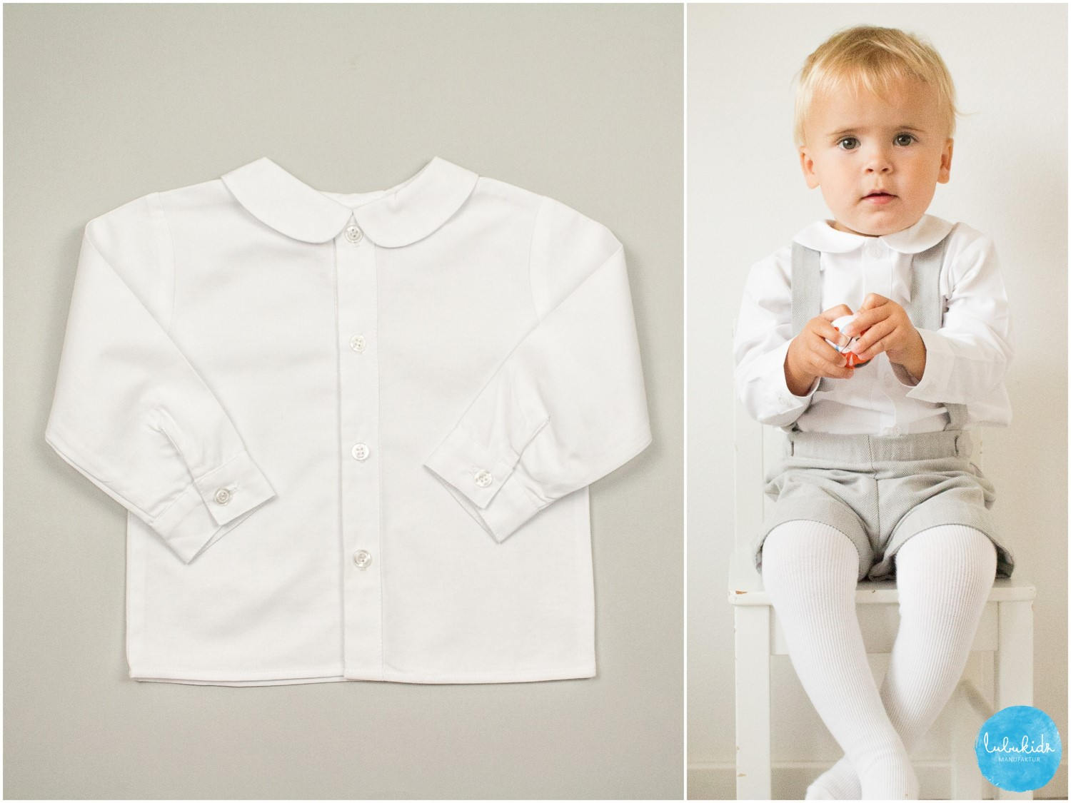 White long sleeved baby boy toddler shirt peterpan collar Etsy