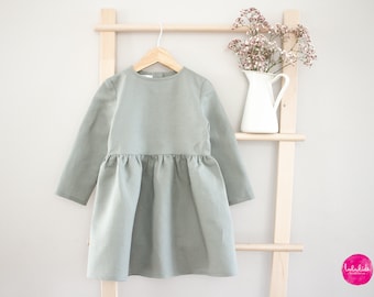 SALE salie groene linnen jurk, meisjes linnen jurk (biologisch)