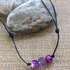 Purple choker, leather,choker, purple leather choker, ceramic choker, clea purple choker, adjustable choker, gift, present, casual, choker.