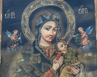 Virgin of Perpetual Succor Oil Painting - Peruvian Art