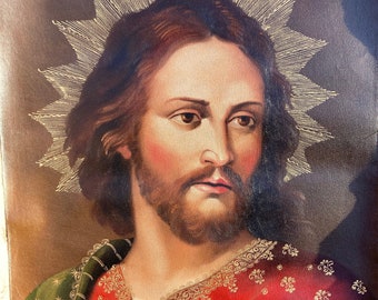 Jesus of the Sacred Heart Oil Painting - Peruvian Art