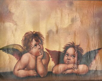 Raphael’s Two Angels Oil Painting- Peruvian Art