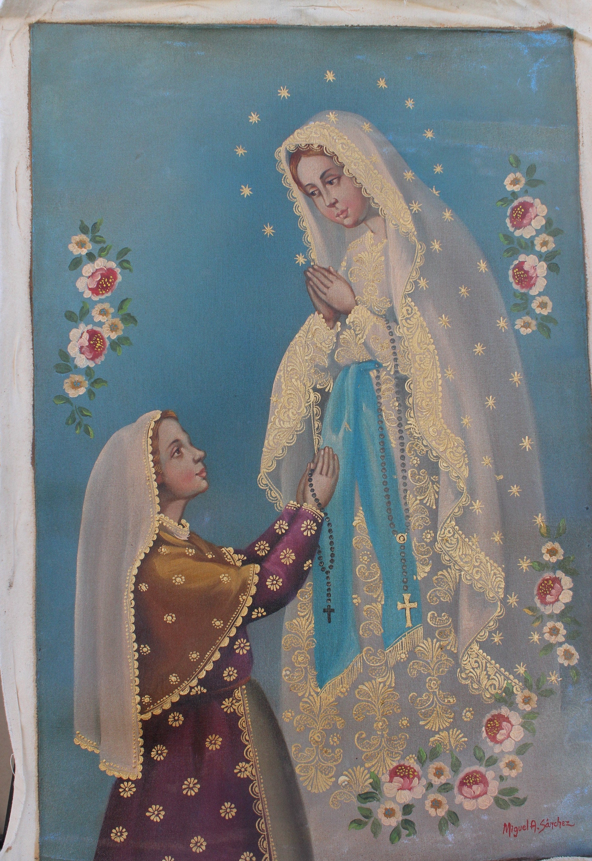 Painting Peruvian/Catholic Art Our Lady of the Holy Rosary Oil Painting ...
