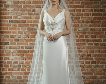 Slipper Satin Wedding Gown: Pearls & Rhinestones, Size 6