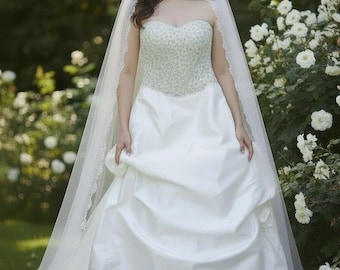 Vestido de novia vintage de Rena Koh en shantung blanco - Talla 14