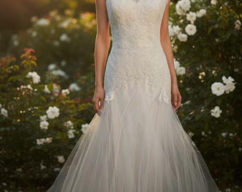 Vintage Christos Wedding Gown in Silk and Tulle - Size 8