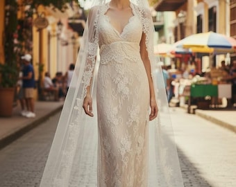 Anna Campbell Lace Bridal Gown, Champagne Silk Satin, Ivory Sequins, Size Small