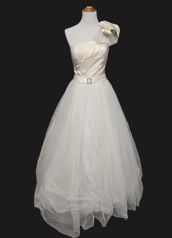 Justin Alexander Vintage Bridal Gown Silk and Tull