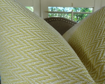 Yellow Throw Pillow - Yellow Designer Pillow Cover - Yellow Cushion Cover - Yellow Euro Sham -  Light Yellow Zig Zag Throw Pillow -  11243