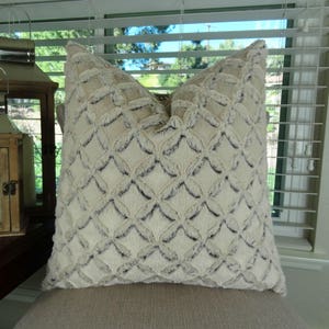 Ivory Beige Throw Pillow Cover - Super Soft Light Weight Minky Cuddle Fabric - Double-sided Reversible Ivory/Beige Throw Pillow - SKU 17433
