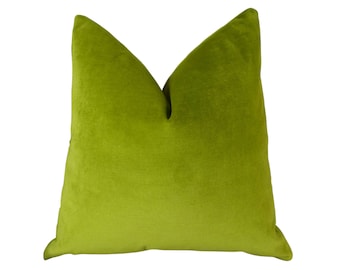 Green Velvet Pillow - Designer Luxury Green Velvet Throw Pillow Cover - Double Sided Green Velvet Pillow - Green Euro Sham - 11375