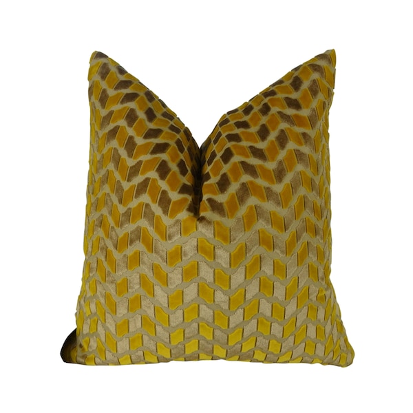 Gold Pillow Cover - Gold Velvet Throw Pillow - Designer Gold Ombre Pillow - Gold Pillow Shams - Gold Cushion Cover - PillowsAndAccents 11198