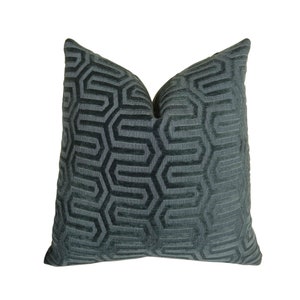 Gray Pillow - Double Sided Geometric Pillow Cover - Modern Charcoal Gray Euro Sham - Gray Graphic Maze Pillow - Designer Gray Pillow - 11384