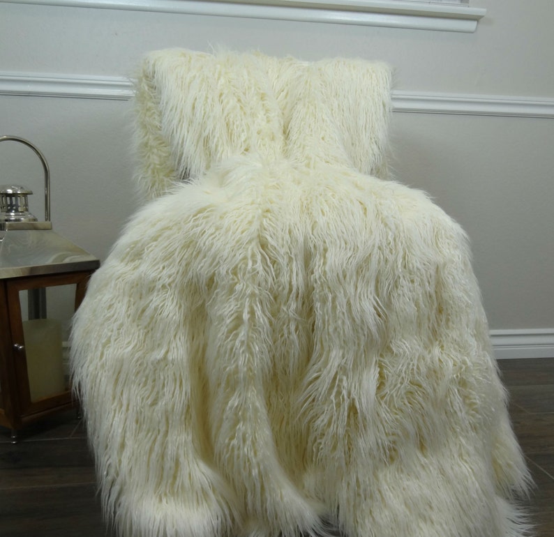 Ivory Faux Fur Throw Ivory Faux Fur Blanket & Bedspread Etsy