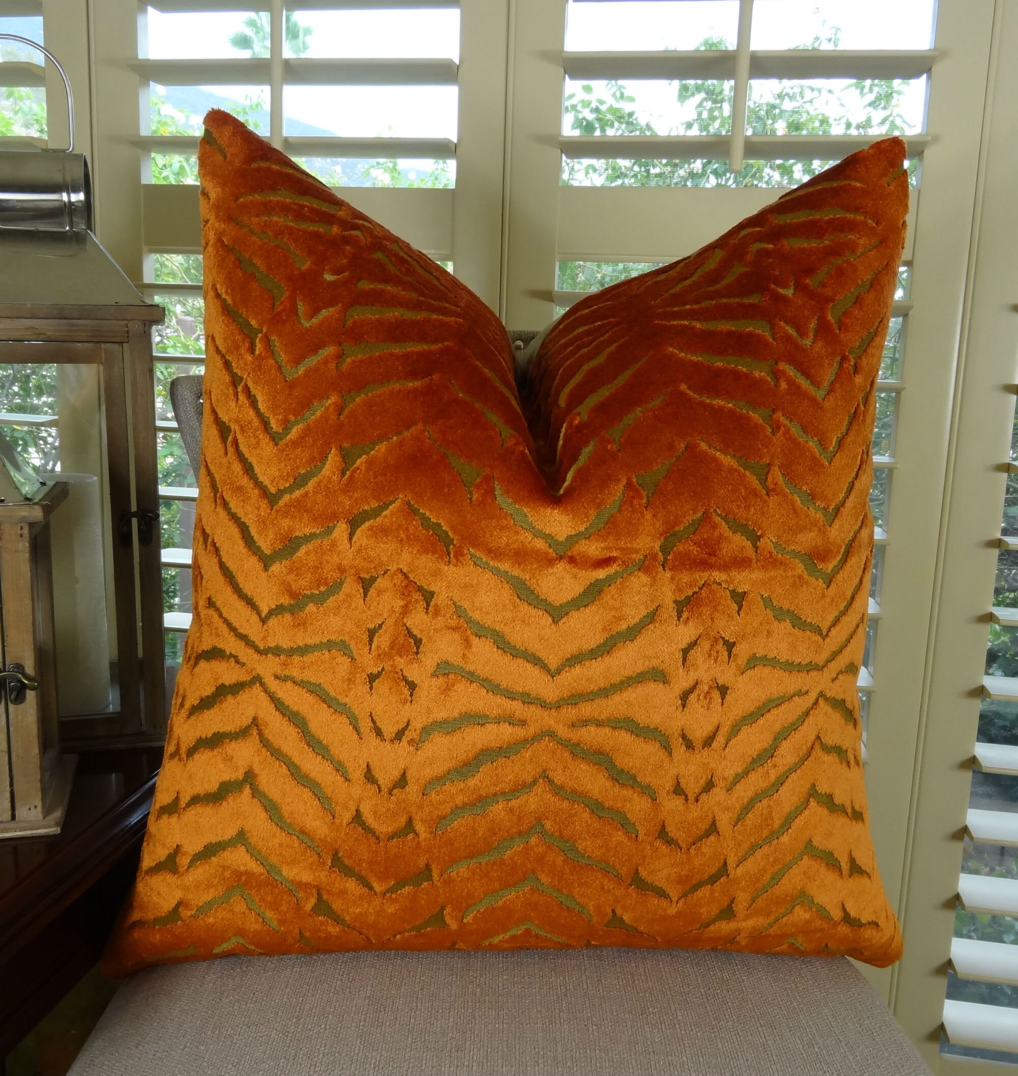 Orange Pillow Orange Velvet Throw Pillow Cover Designer Etsy