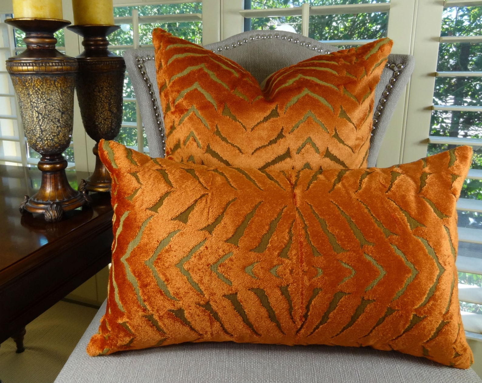Orange Pillow Orange Velvet Throw Pillow Cover Designer Etsy